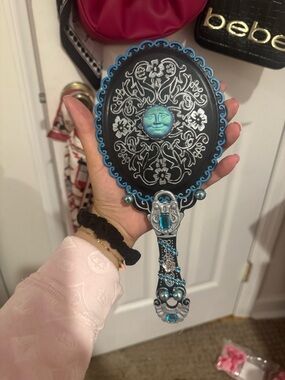Kirks Folly inspired whimsical black silver and blue mirror handmade